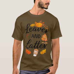 Herbst Halloween Women Blätter Lattes Pumpkin T-Shirt