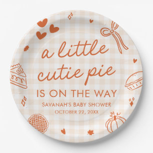 Herbst Handgezeichnete Baby-Party 'A Little Cutie  Pappteller