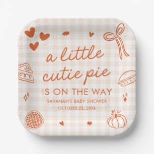 Herbst Handgezeichnete Baby-Party "A Little Cutie  Pappteller