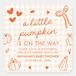 Herbst Handgezeichnete Baby Shower "Ein Kleiner Kü Quadratischer Aufkleber