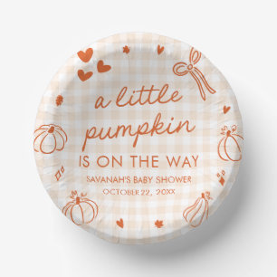 Herbst Handgezeichnete Kleine Kürbis-Baby-Party Pappteller