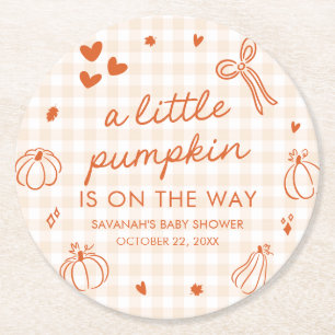Herbst Handgezeichnete Kleine Kürbis-Baby-Party Runder Pappuntersetzer