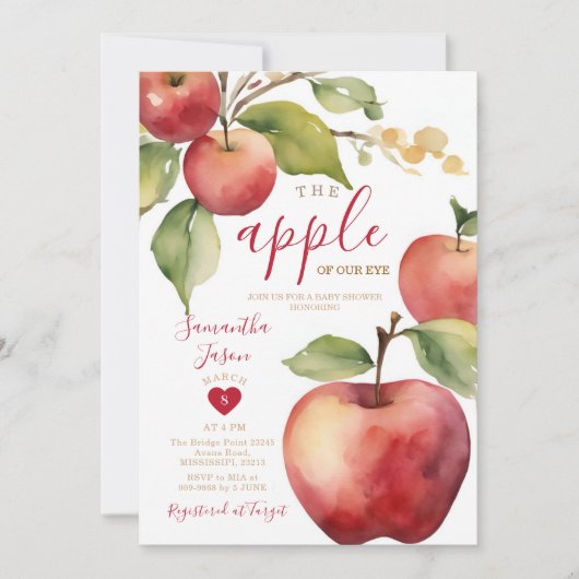 Herbst Herbst-Apple für meine Baby-Dusche einladen Einladung (Vorderseite)