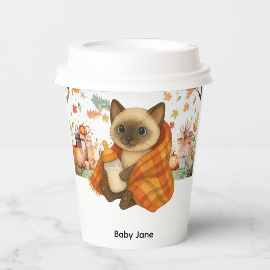 Herbst Herbst Babydusche für Katzenliebhaber Pappbecher (Vorderseite)