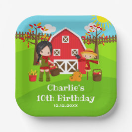 Herbst Herbst Barnyard Birthday Black Hair Girl Pappteller