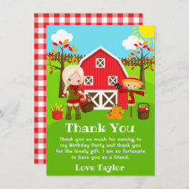 Herbst Herbst Barnyard Geburtstag Blonde Haare Gir Dankeskarte