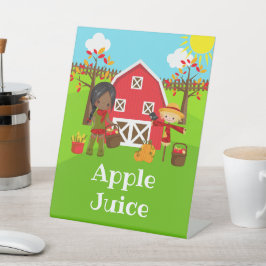 Herbst Herbst Barnyard Geburtstag Dunkle Haut Mädc Sockelschild