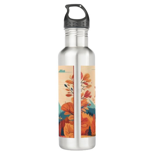Herbst/Herbst/Blätter/farbig Edelstahlflasche (Rückseite)