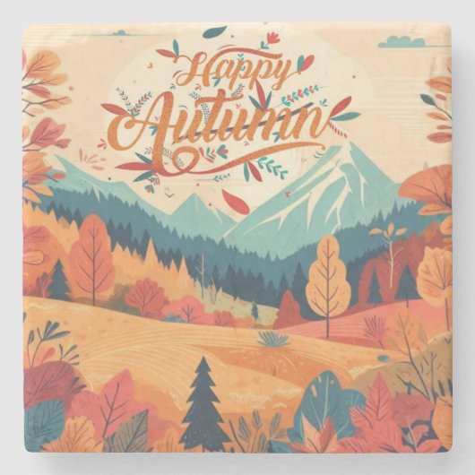 Herbst/Herbst/Blätter/farbig Steinuntersetzer (Vorderseite)