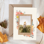 Herbst Herbst Blätter Hochzeitsfeier Foto Save The Date<br><div class="desc">Leaf Herbst Fall Blattpflanze botanische Design rund um inspirierten Karton Rechteck mit weißem Text und Ihr individuelles Foto. Aus weißem Hintergrund.</div>