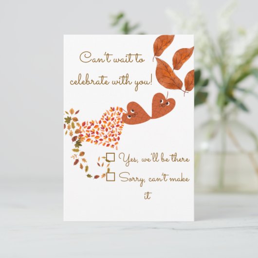 Herbst Herbst-Blätter Hochzeitskarte RSVP Karte (Stehend Vorderseite)