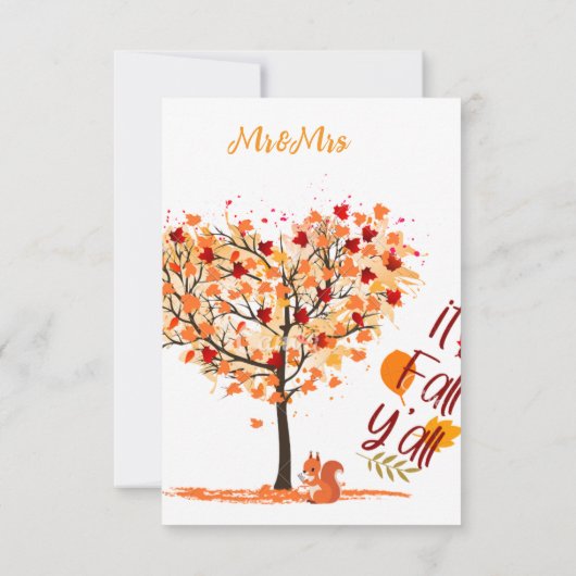 Herbst Herbst-Blätter Hochzeitskarte RSVP Karte (Rückseite)
