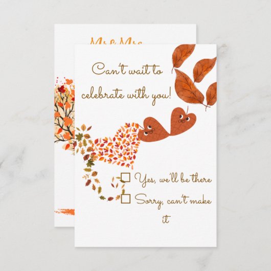 Herbst Herbst-Blätter Hochzeitskarte RSVP Karte (Vorne/Hinten)