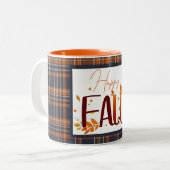 Herbst/Herbst/Blätter/kariert Zweifarbige Tasse (Vorderseite Links)