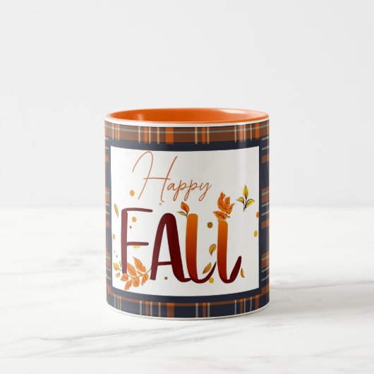 Herbst/Herbst/Blätter/kariert Zweifarbige Tasse (Mittel)