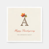 Herbst/Herbst-Blätter Monogram-Erntedank-Party Serviette (Vorderseite)
