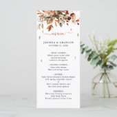 Herbst Herbst Blätter Rustikales Land Boho Hochzei Menükarte (Stehend Vorderseite)