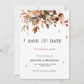 Herbst Herbst Blätter Rustikales Land Boho Wedding Save The Date (Vorderseite)