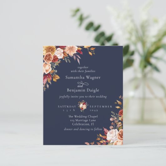 Herbst Herbst Blauer Hochzeitsfeier (Stehend Vorderseite)