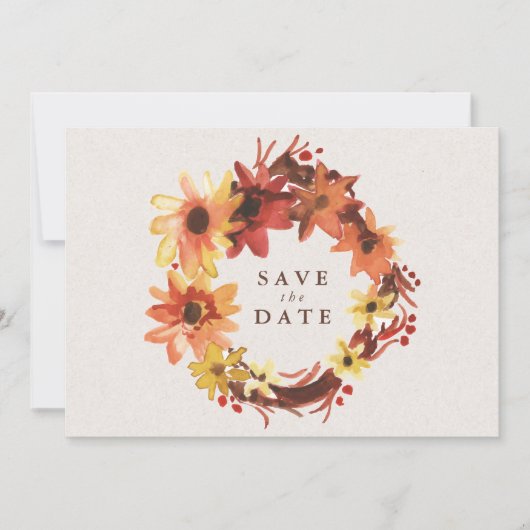 Herbst/Herbst-Blume Hochzeitssache Datum speichern Save The Date (Vorderseite)
