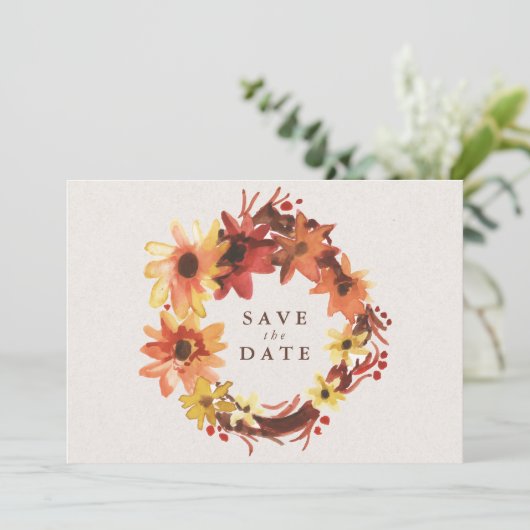 Herbst/Herbst-Blume Hochzeitssache Datum speichern Save The Date (Stehend Vorderseite)