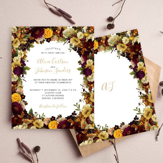 Herbst Herbst Blumenbudget Hochzeitseinladung