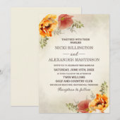 Herbst Herbst Blütengrün Burnt Orange Wedding Einladung (Vorne/Hinten)