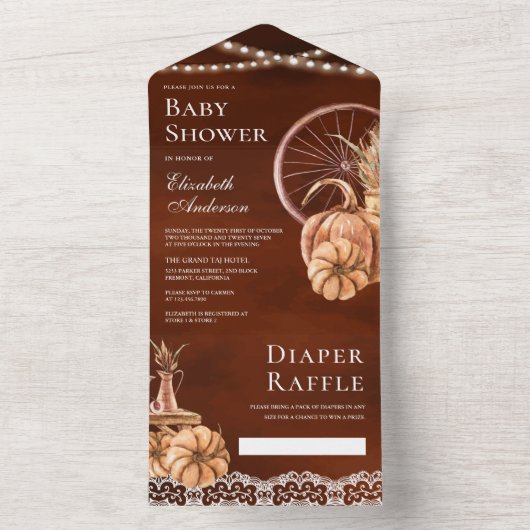 Herbst Herbst Boho Pumpkin Terracotta Babydusche All In One Einladung (Innen Boden)