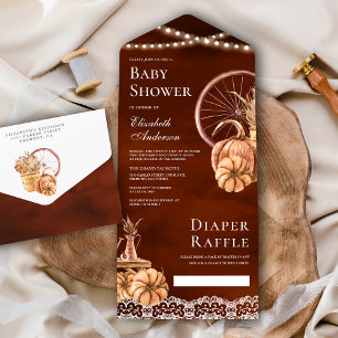 Herbst Herbst Boho Pumpkin Terracotta Babydusche All In One Einladung