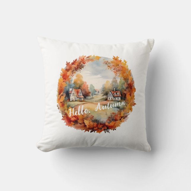Herbst Herbst Boho Wasserfarbe Pumpkin Hütte Kissen (Vorderseite)