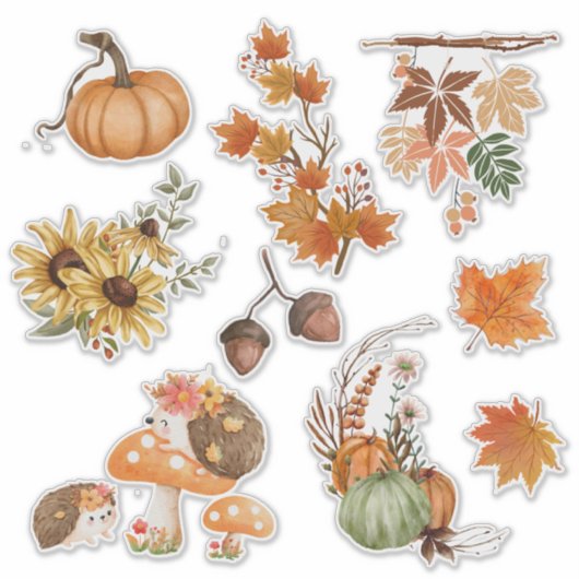 Herbst Herbst Boho Wasserfarbe Scrapbook Stickers Aufkleber (Vorderseite)