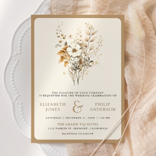 Herbst Herbst Boho Wildblume Foto QR Code Hochzeit Einladung