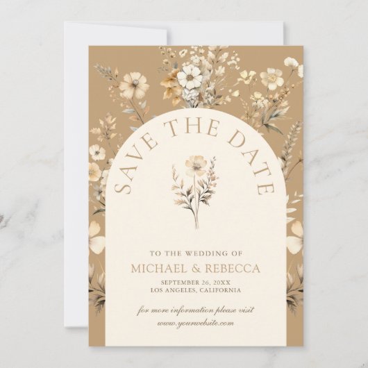 Herbst Herbst-Boho-Wildblume Hochzeitsfeier Foto Save The Date (Vorderseite)
