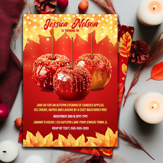 Herbst Herbst Canded Apple Party Einladung