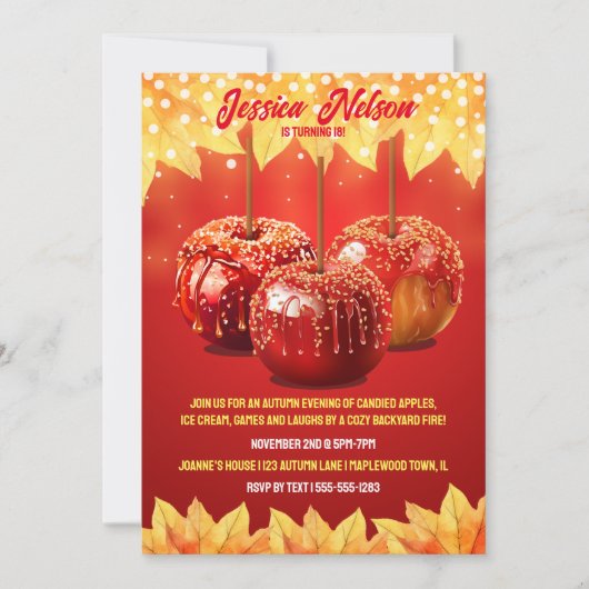 Herbst Herbst Canded Apple Party Einladung (Vorderseite)