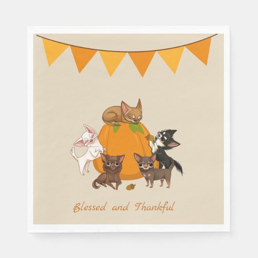 Herbst Herbst Chihuahua Erntedank Napkins Serviette (Vorderseite)