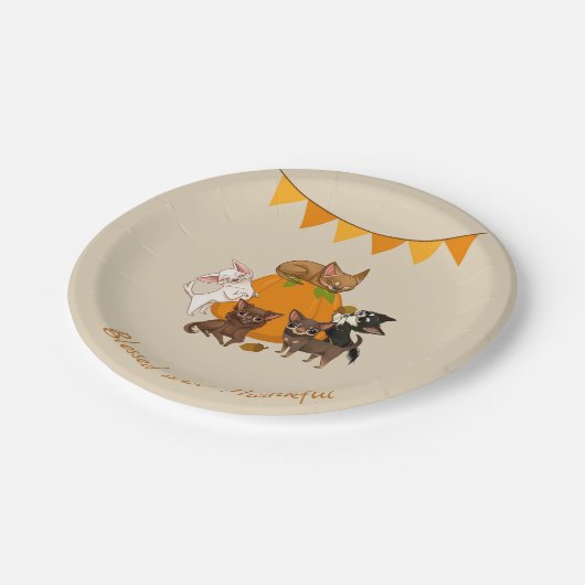 Herbst Herbst Chihuahua Erntedank Paper Teller (Schrägansicht)