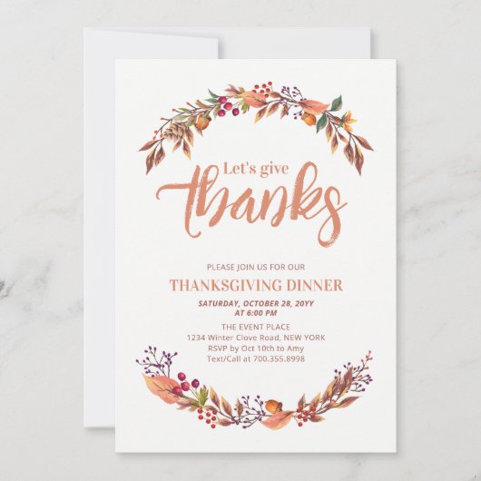 Herbst/Herbst Dank der Einladung zum Abendessen (Vorderseite)