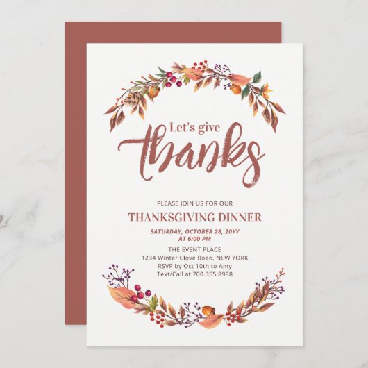 Herbst/Herbst Dank der Einladung zum Abendessen (Vorne/Hinten)