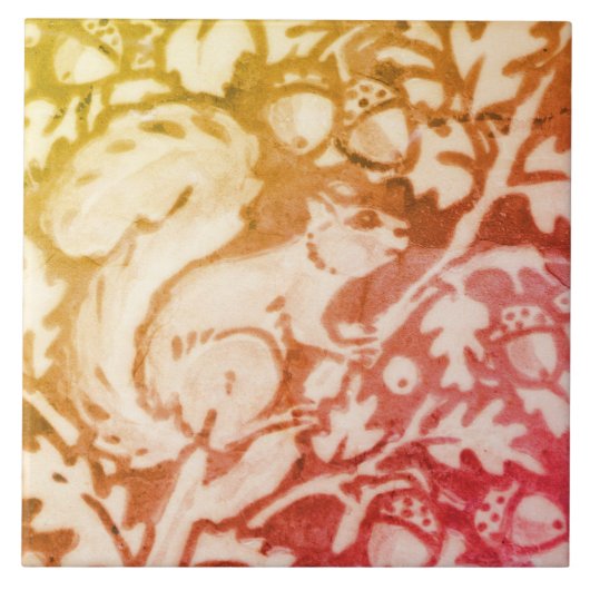 Herbst Herbst Eichhörnchen Acors Gold Kupfer Woodl Fliese (Vorderseite)