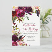 Herbst Herbst Einladung von Burgundy Floral Weddin (Stehend Vorderseite)