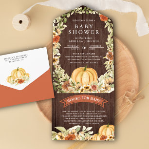 Herbst Herbst Erdthy Floral Wood Pumpkin Baby Dusc All In One Einladung