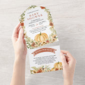 Herbst Herbst Erthy Floral Pumpkin Baby Shooting All In One Einladung (Abreißen)