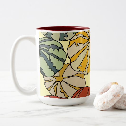 Herbst Herbst farbenfrohe Pumpkins Zweifarbige Tasse (Mit Donut)