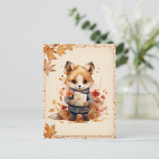 Herbst/Herbst-Farbfox - Postkarte (Stehend Vorderseite)