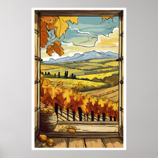 Herbst/Herbst-Fenster Ansicht Weingartenposter Poster