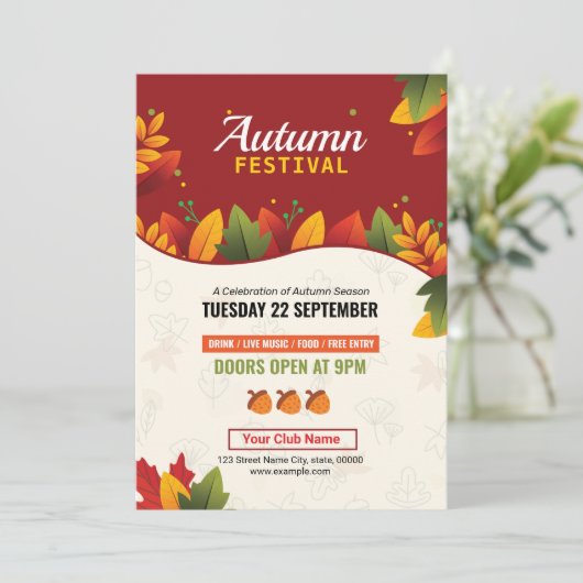 Herbst/Herbst Festival Party Flyer Einladung (Stehend Vorderseite)