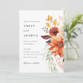 Herbst Herbst Floral Boho All in One Wedding Einladung (Stehend Vorderseite)