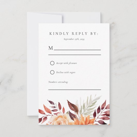 Herbst Herbst Floral Boho Hochzeit RSVP (Vorderseite)