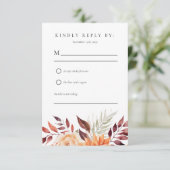 Herbst Herbst Floral Boho Hochzeit RSVP Karte (Stehend Vorderseite)